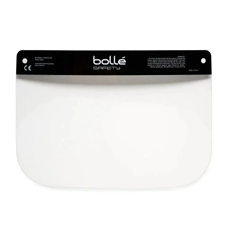 Clear face shield with Bolle Safety logo on a white background
