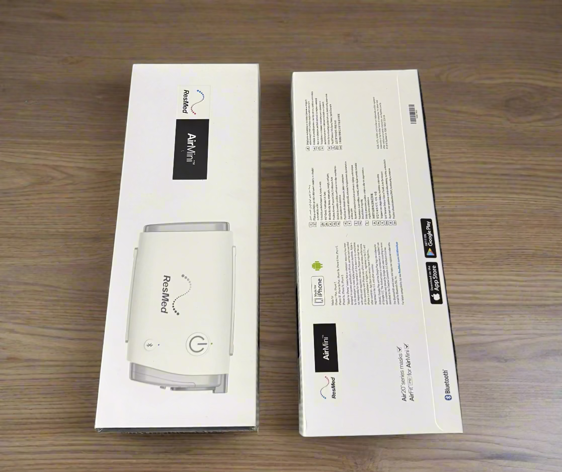 Boxed ResMed AirMini AutoSet Travel CPAP – Ultra-Compact Sleep Apnoea Therapy