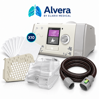 ResMed AirSense 10 AutoSet CPAP Machine Humidified Starter Kit in White with AquaPure 10 Water Chamber, Heated Tube and Filters