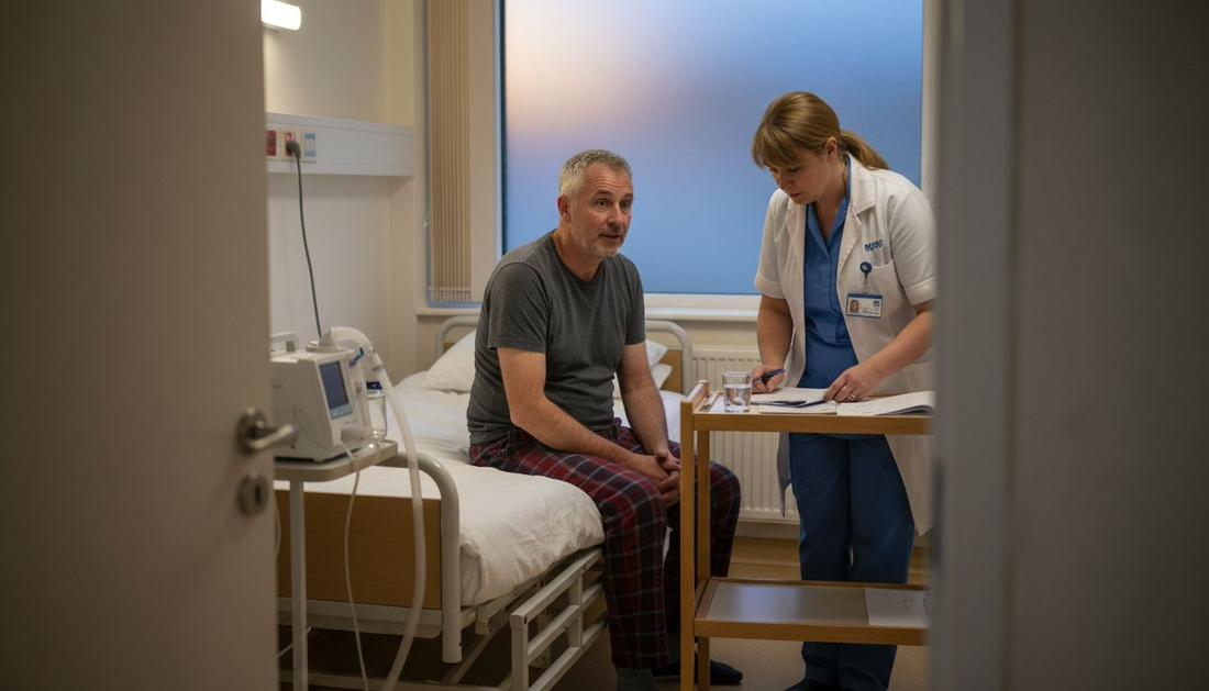 Patient in clinic discussing CPAP therapy