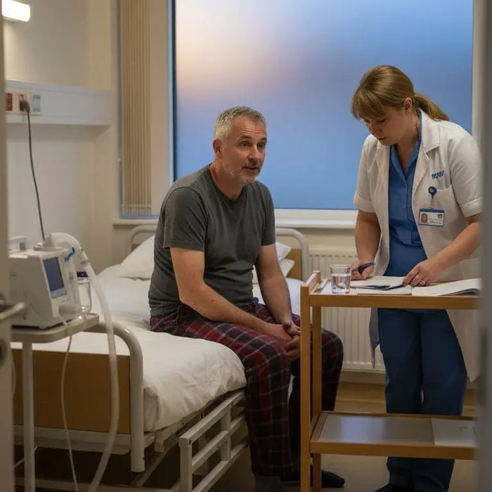 Patient in clinic discussing CPAP therapy