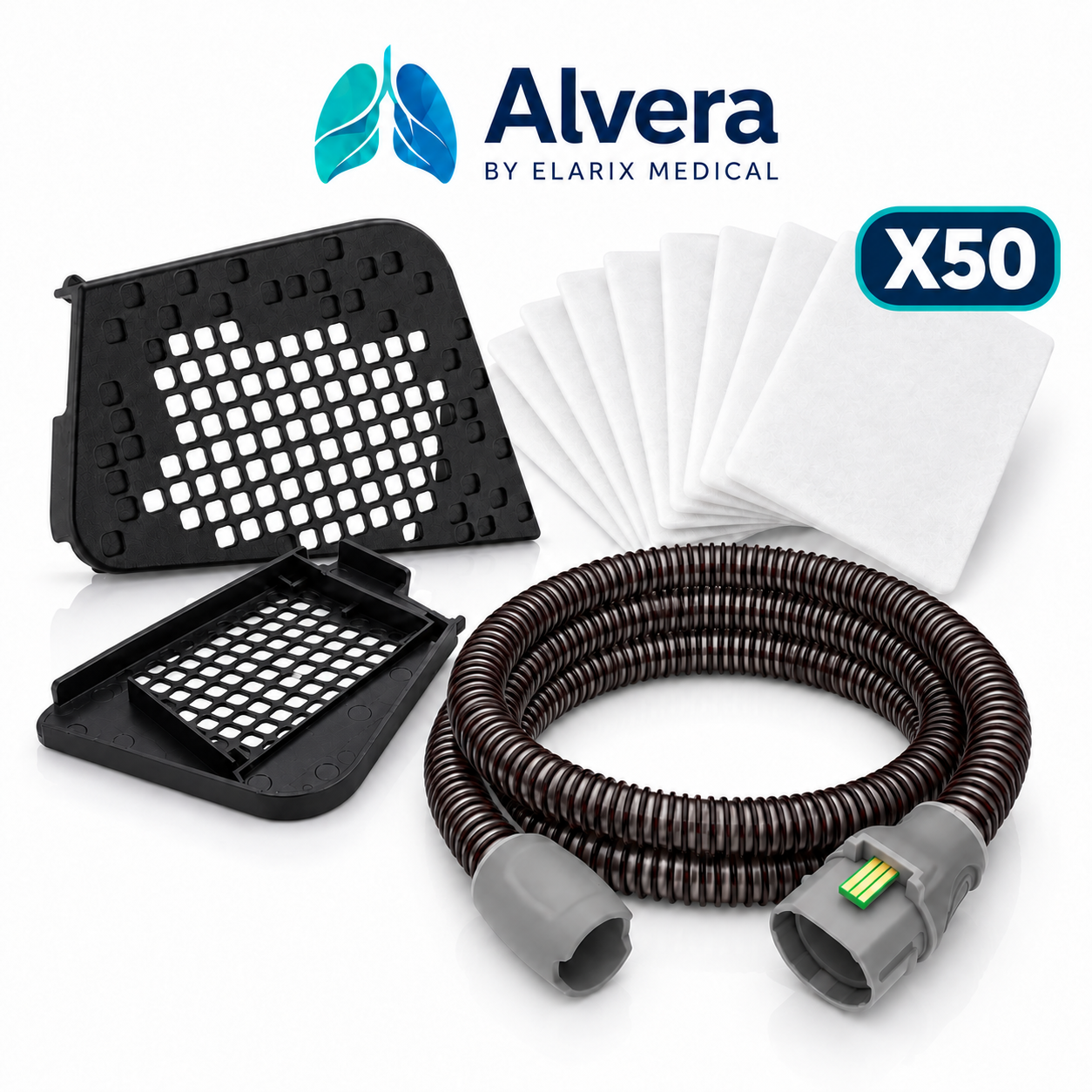 Alvera AirSense 10 Replacement Kit – ThermaAir 10 Heated Tube, AirGuard Filter Cover 2-Pack & PureFlow 10 CPAP Supply UK