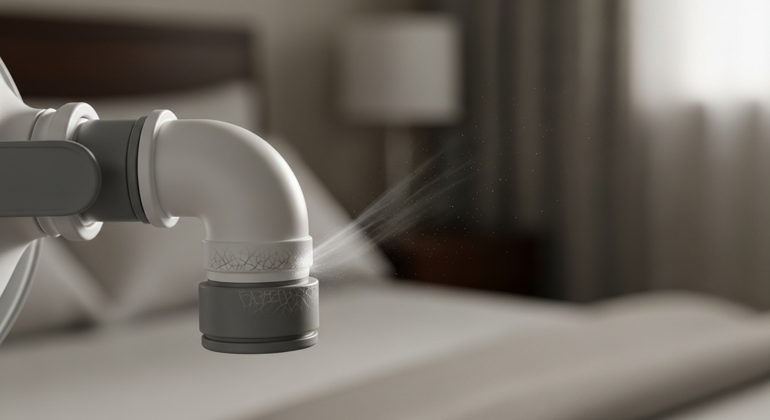 Stop CPAP Air Leaks: Is a Worn Elbow Ruining Your Sleep? - CPAP air leaks, mask whistling sound, dry eyes from CPAP