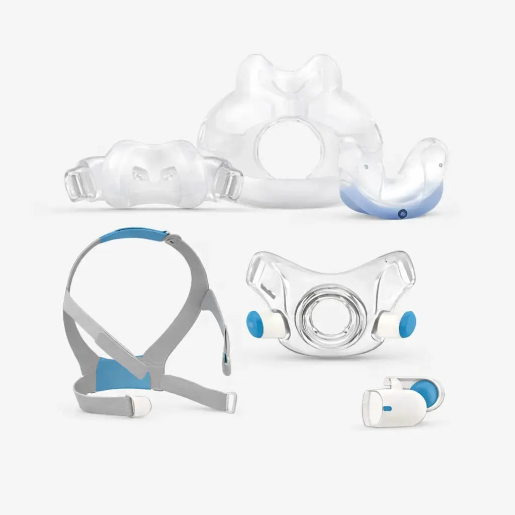 BMC CPAP masks including full face and nasal styles on a transparent background