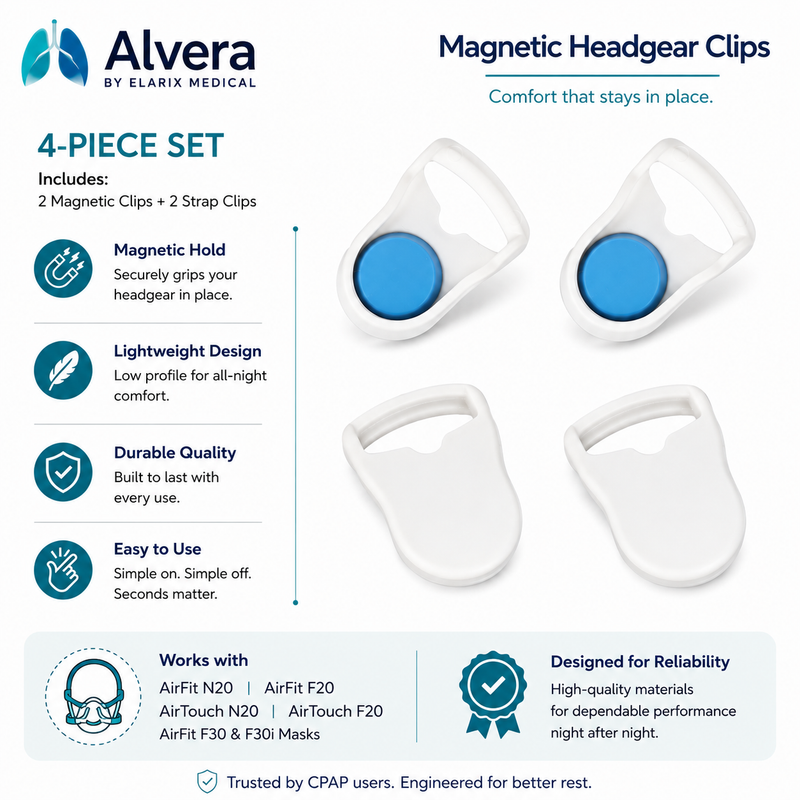 ALVERA AirStrap™ Magnetic Headgear Clips - 4 Pieces - CPAPSupply UK