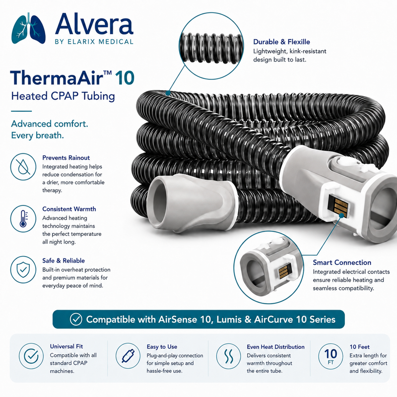 Alvera ThermaAir™ 10 Heated CPAP Tubing heated CPAP tubing CPAP