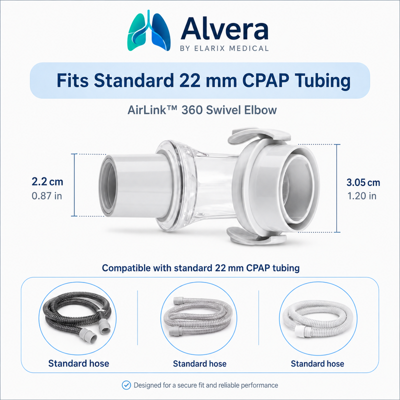 Alvera AirLink 360 Swivel Elbow for AirFit F20, AirTouch F20 and AirFit F30 Masks Single Pack