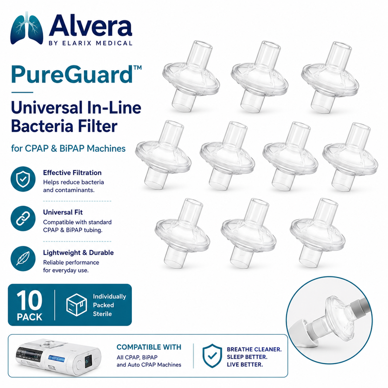 ALVERA PureGuard™ Universal In-Line Bacteria Filter for CPAP & BiPAP Machines CPAPSupply UK