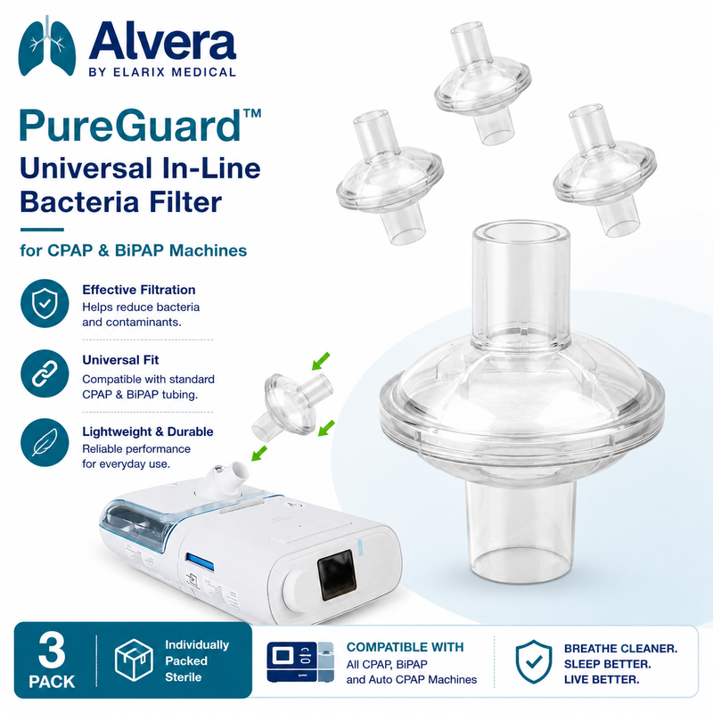 ALVERA PureGuard™ Universal In-Line Bacteria Filter for CPAP & BiPAP Machines CPAPSupply UK