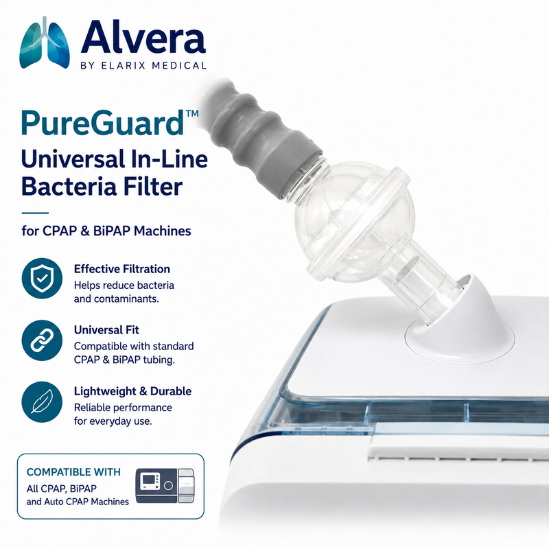 ALVERA PureGuard™ Universal In-Line Bacteria Filter for CPAP & BiPAP Machines CPAPSupply UK