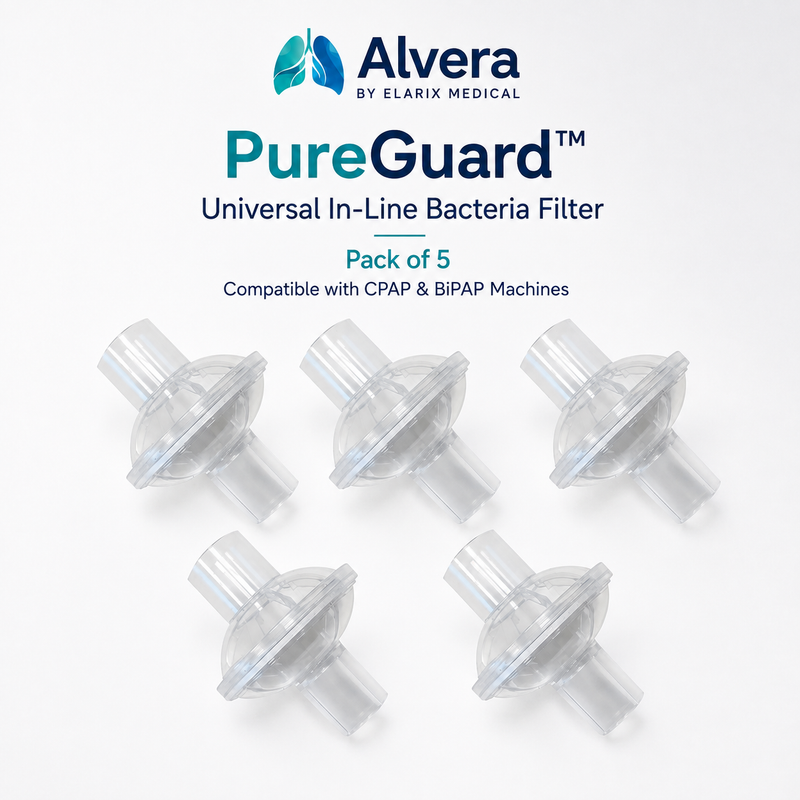 ALVERA PureGuard™ Universal In-Line Bacteria Filter for CPAP & BiPAP