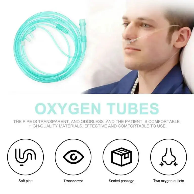Adult nasal oxygen tube with soft curved prongs