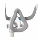 Gray and white CPAP mask on a white background