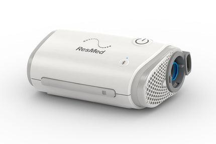 Brand New ResMed AirMini AutoSet Travel CPAP on a white background