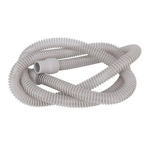 Gray hose for a CPAP machine on a white background