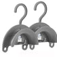 Two gray plastic hooks on a white background