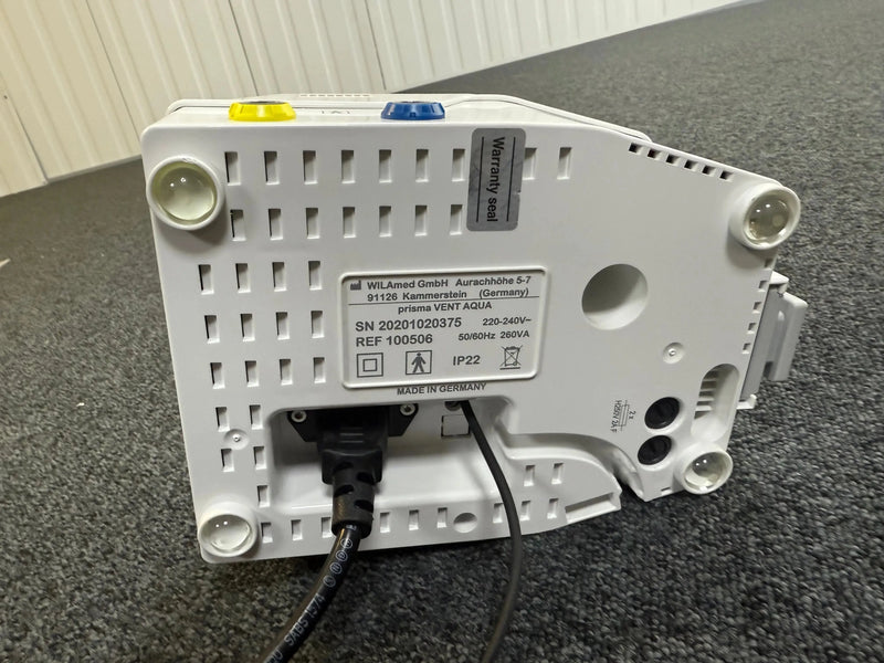 Close-up of Löwenstein humidifier power connection