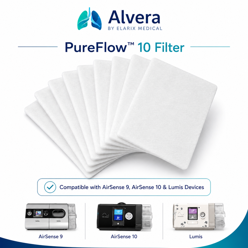 ALVERA PureFlow 10 Filter Compatible with AirSense 9 & AirSense 10 Devices