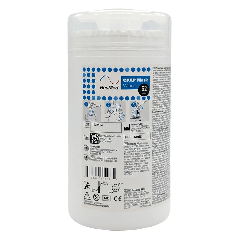 ResMed CPAP Mask Wipes — 62 Wipe Tub cpap mask wipes CPAP Supply UK