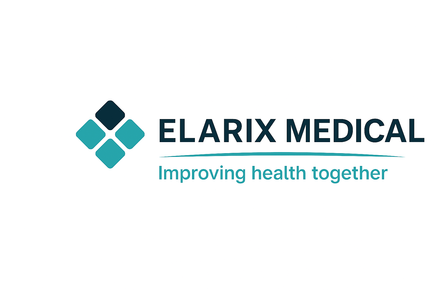Elarix Medical logo with text 'Improving health together' on a white background
