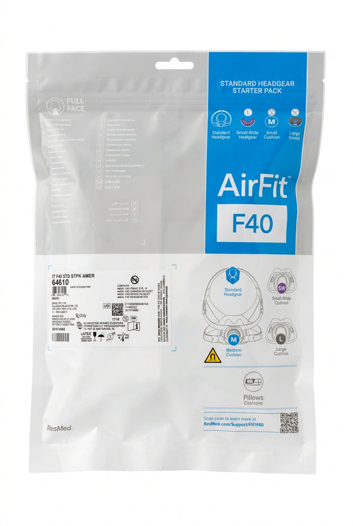 ResMed AirFit F40 Full Face CPAP Mask Starter Pack – Standard Headgear CPAP Supply UK
