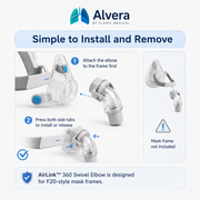 Alvera AirLink 360 Swivel Elbow for AirFit F20, AirTouch F20 and AirFit F30 Masks Single Pack