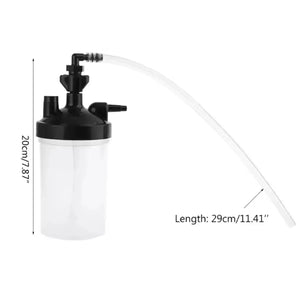 Black and white device with a hose, showing measurements on a white background