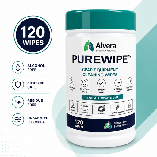 Alvera PureWipe CPAP Equipment Cleaning Wipes — 120 Wipe Tub SelfiMed UK