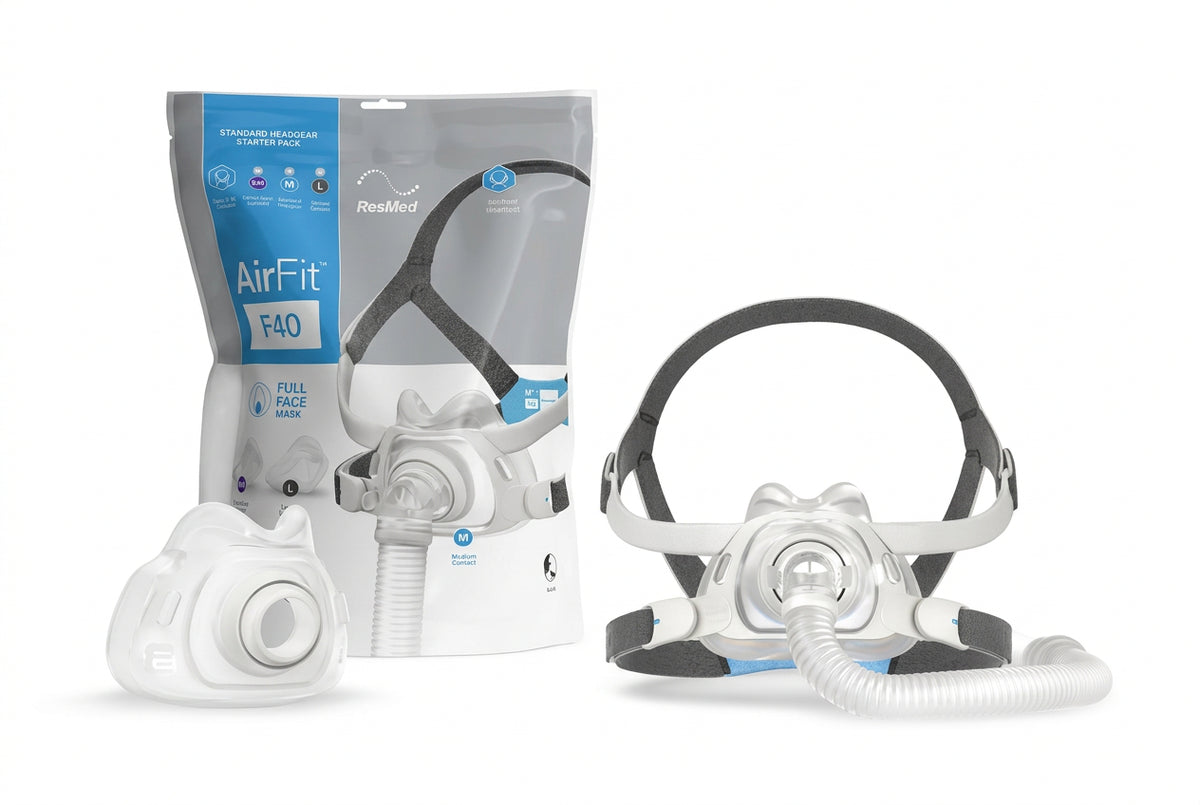 ResMed AirFit F40 Full Face CPAP Mask Starter Pack – Standard Headgear CPAP Supply UK