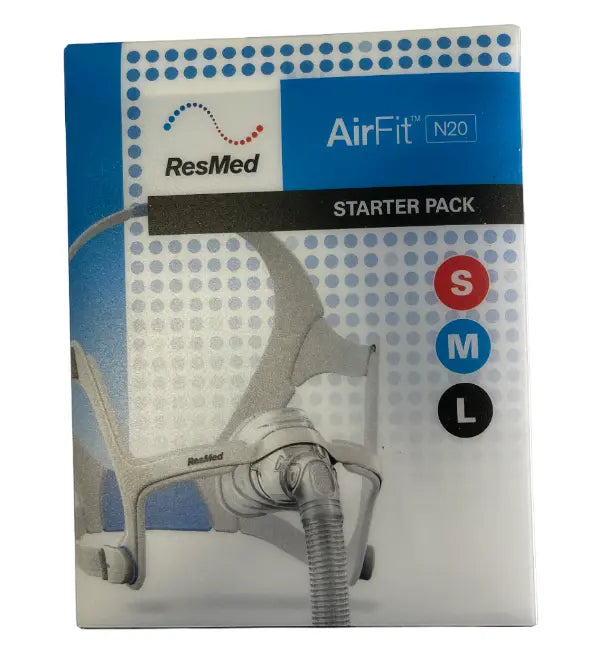 ResMed AirFit N20 CPAP Nasal Mask Starter Pack – S, M, & L Cushions SelfiMed UK