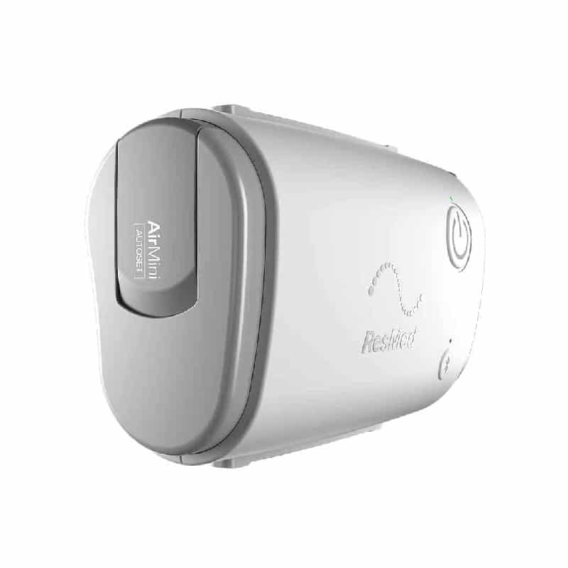 ResMed AirMini AutoSet Travel CPAP on a white background