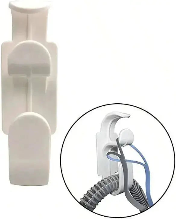 Secure bedside CPAP hook and hose holder for sleep therapy