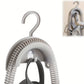 Gray hanger with spring mechanism on a white background