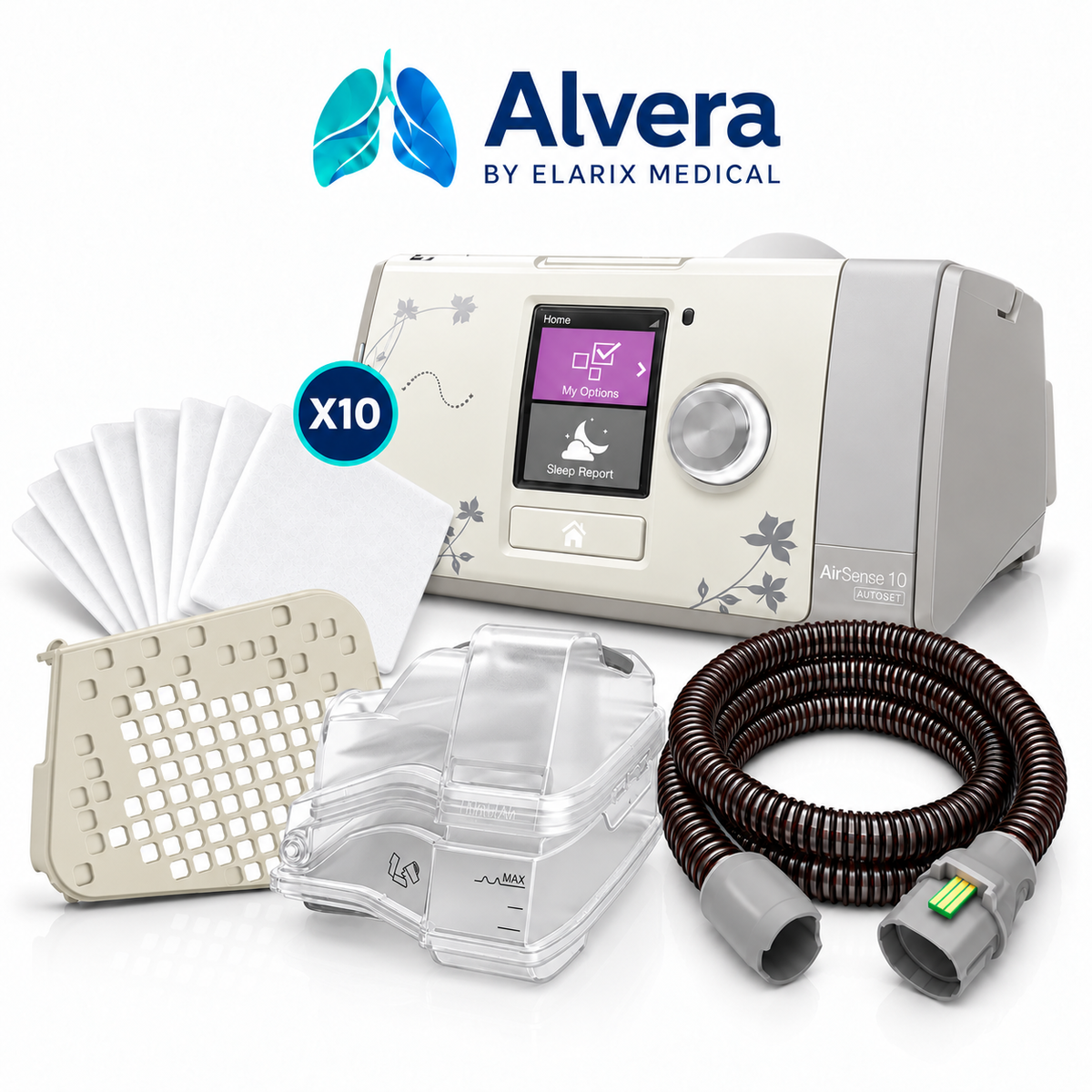 ResMed AirSense 10 AutoSet CPAP Machine Humidified Starter Kit in White with AquaPure 10 Water Chamber, Heated CPAP Supply UK
