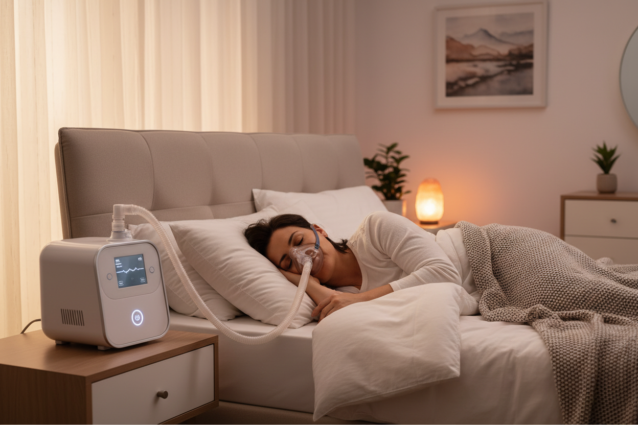 Cpap machines and a patient sleeping 