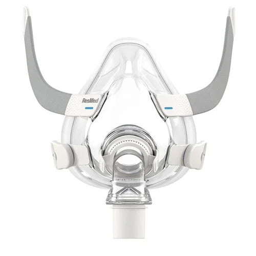 ResMed full-face CPAP mask on a white background